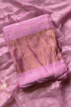Pure Mul Chanderi Banarasi Weaving Suit Set - Light Orchid Pink