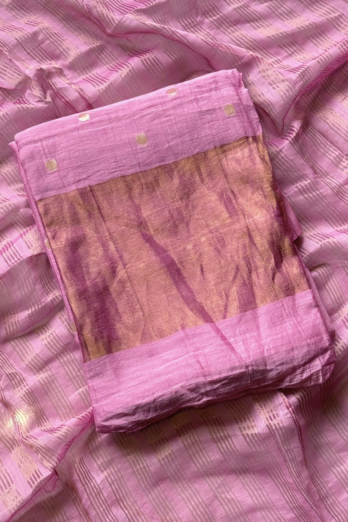 Pure Mul Chanderi Banarasi Weaving Suit Set - Light Orchid Pink