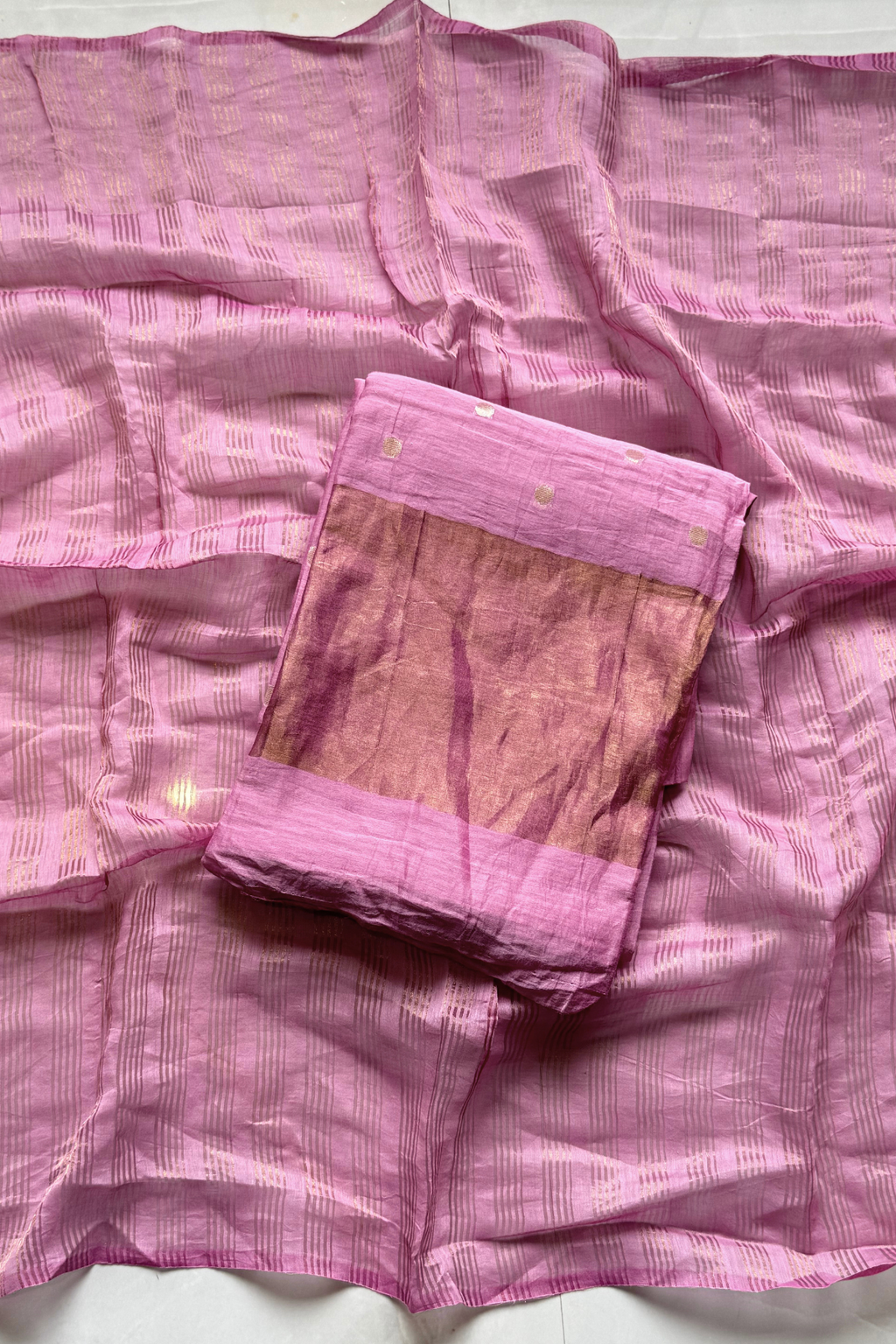 Pure Mul Chanderi Banarasi Weaving Suit Set - Light Orchid Pink