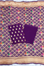 Pure khaddi georgette meenakari bandhej -  Purple Wine