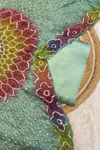 Plain modal suit set with colorful bandhej dupatta - Pastel Green