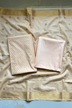 Pure Mul Chanderi With Kadwa Weaving - Cream Golden