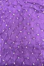 Bandhej With Kalamkari Print - 3 pc Unstiched Suit Set - Pastel purple & Cream