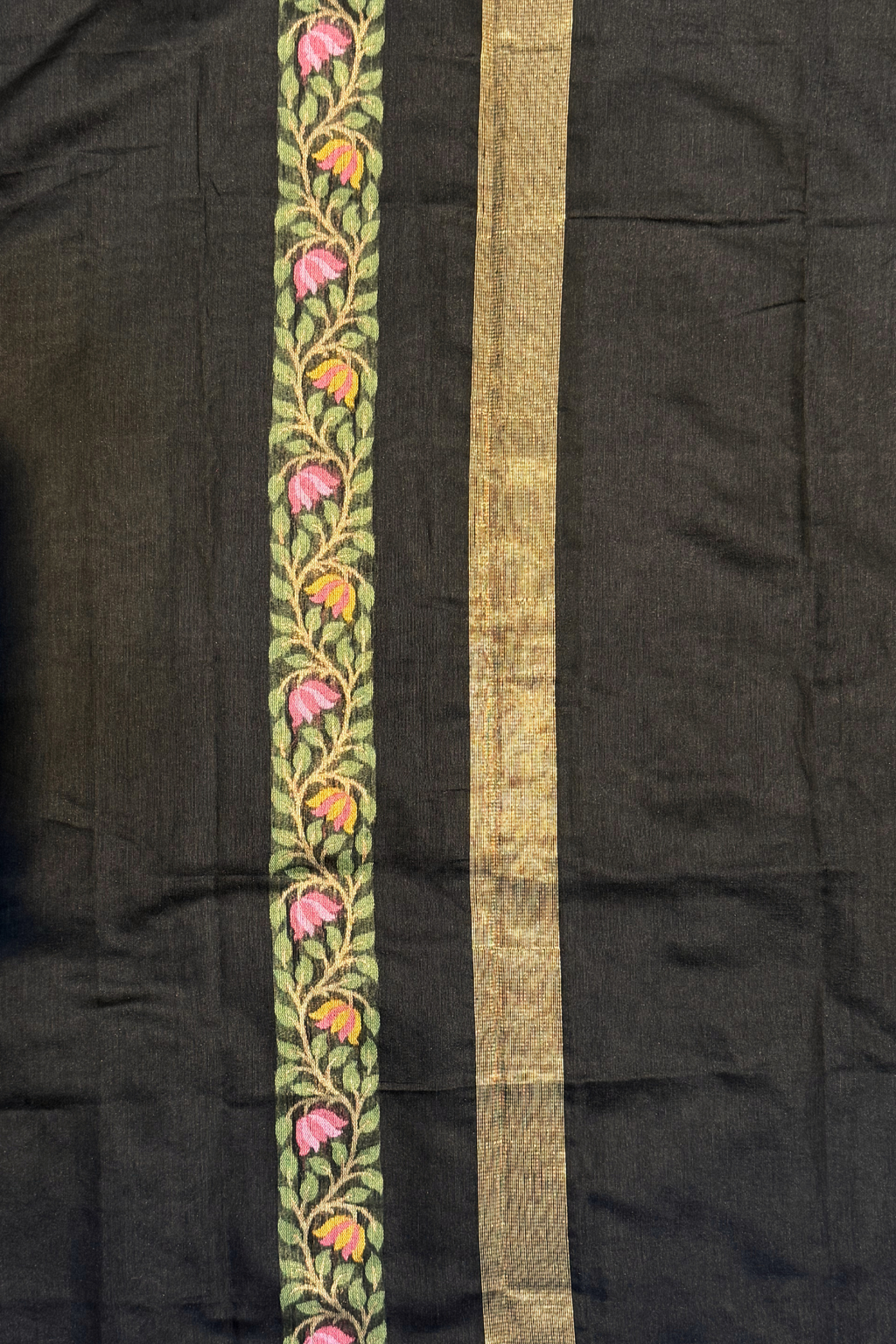 Chanderi Jamdani 3 Piece Suit Set - Black