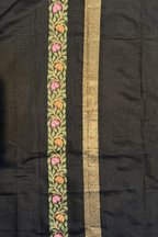 Chanderi Jamdani 3 Piece Suit Set - Black