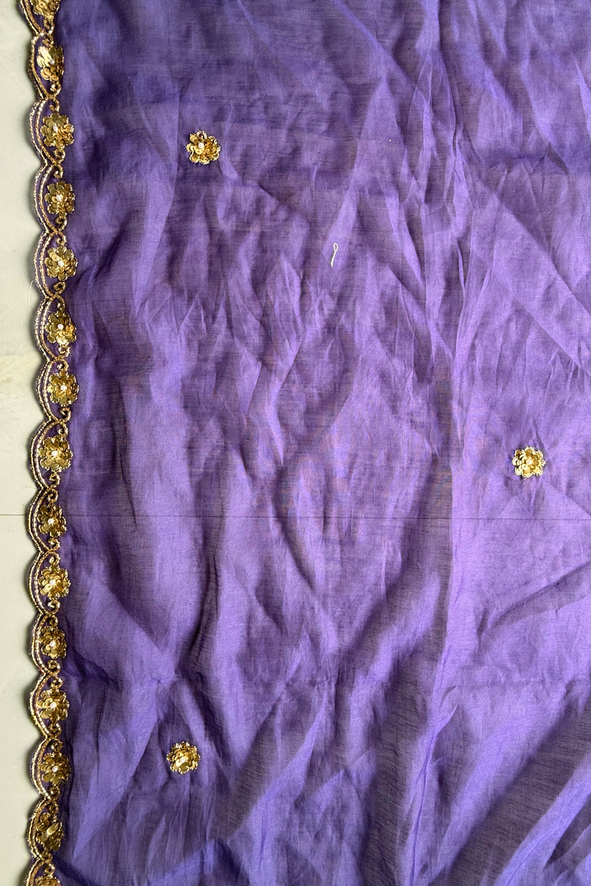 Pure Mul Chanderi Kadwa Weaving With Handwork  - Purple
