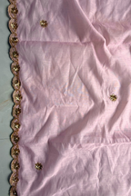 Pure Mul Chanderi Kadwa Weaving With Handwork  - Baby pink