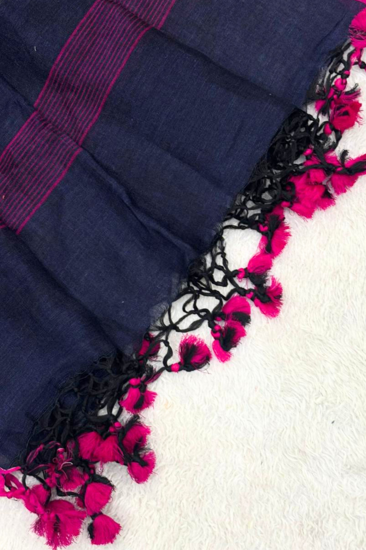 Linen Jamdani 2 Pc Set – Navy blue