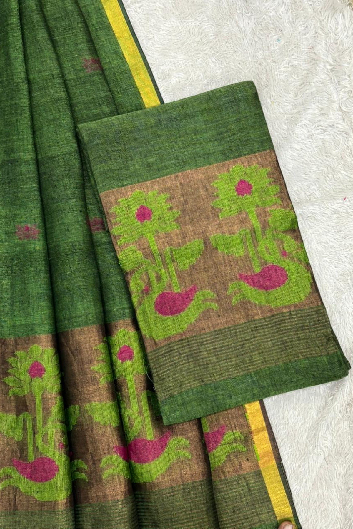 Linen Jamdani 2 Pc Set – Light Green