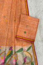 Linen Paithani Jamdani 2 Pc Set – Light orange