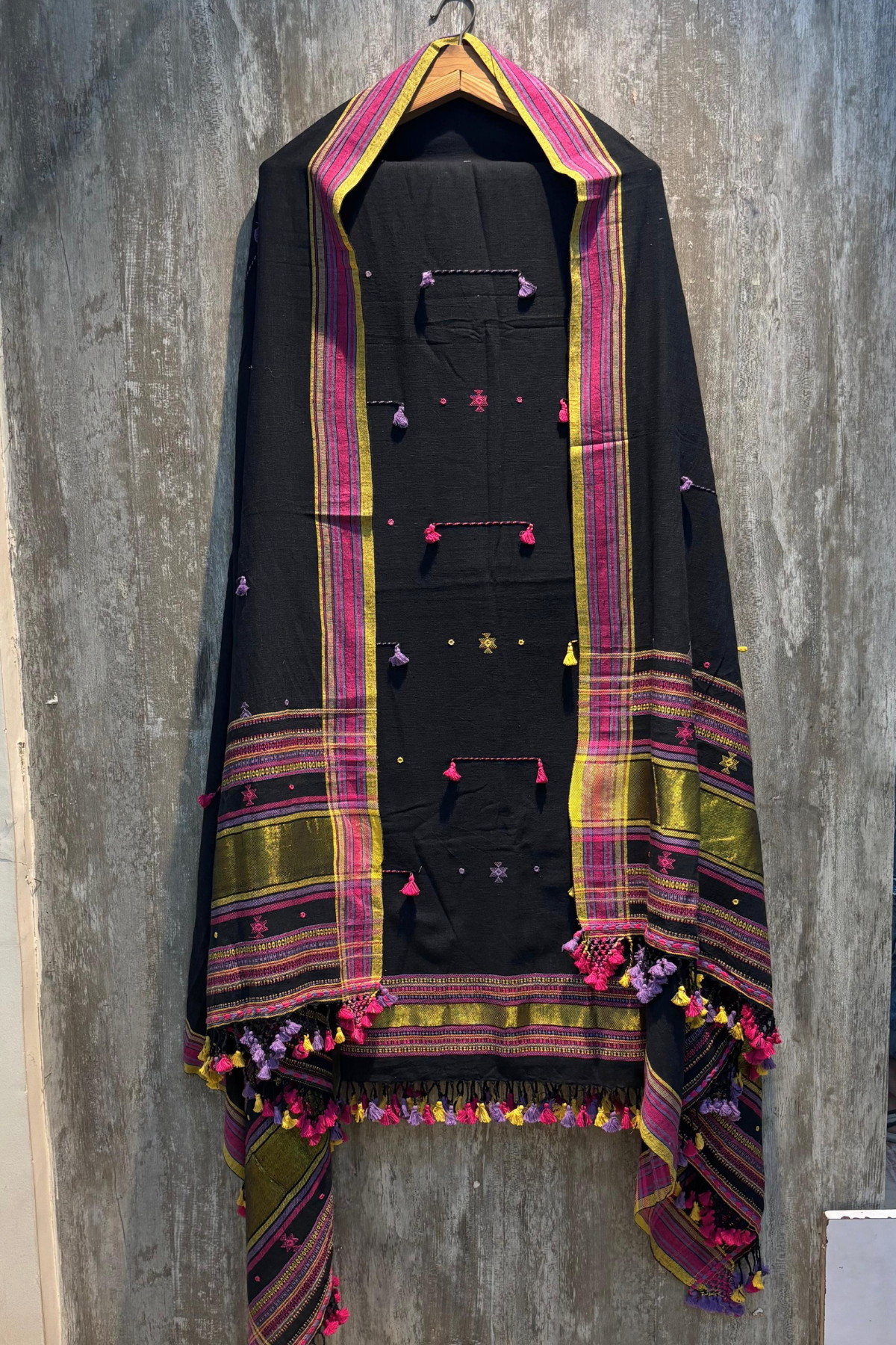 Bhujodi(Kala Cotton)3 piece suit set - Black