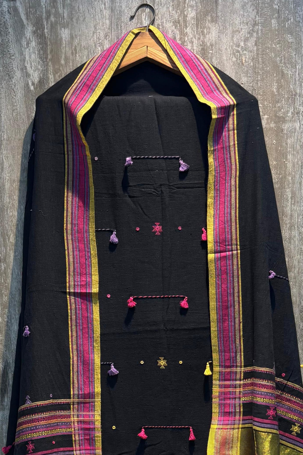 Bhujodi(Kala Cotton)3 piece suit set - Black
