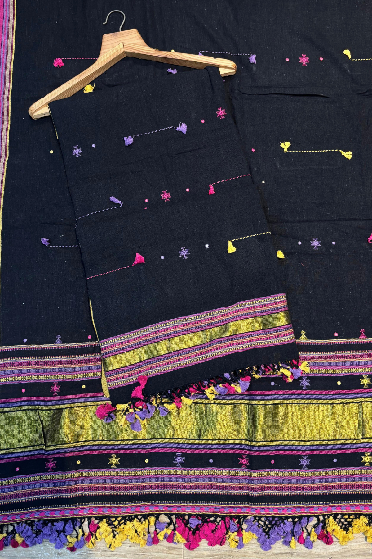 Bhujodi(Kala Cotton)3 piece suit set - Black