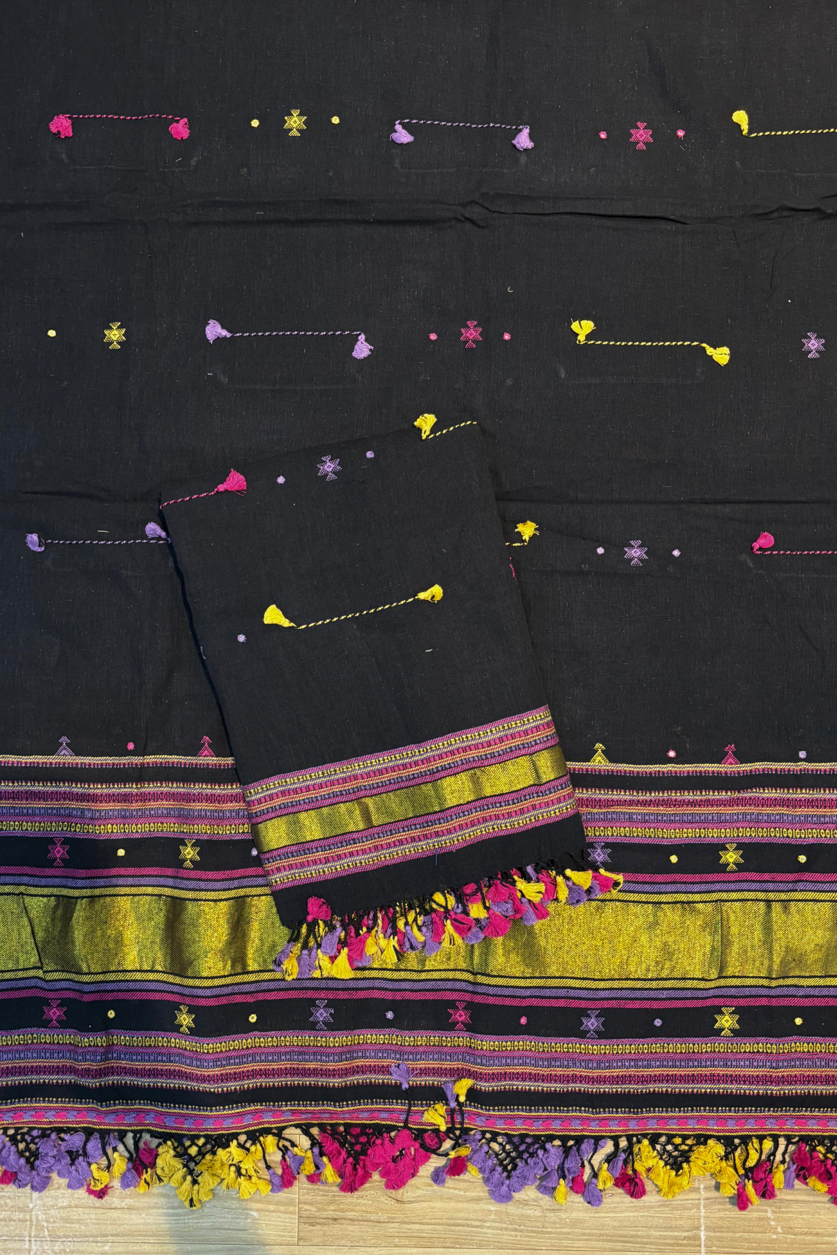 Bhujodi(Kala Cotton)3 piece suit set - Black
