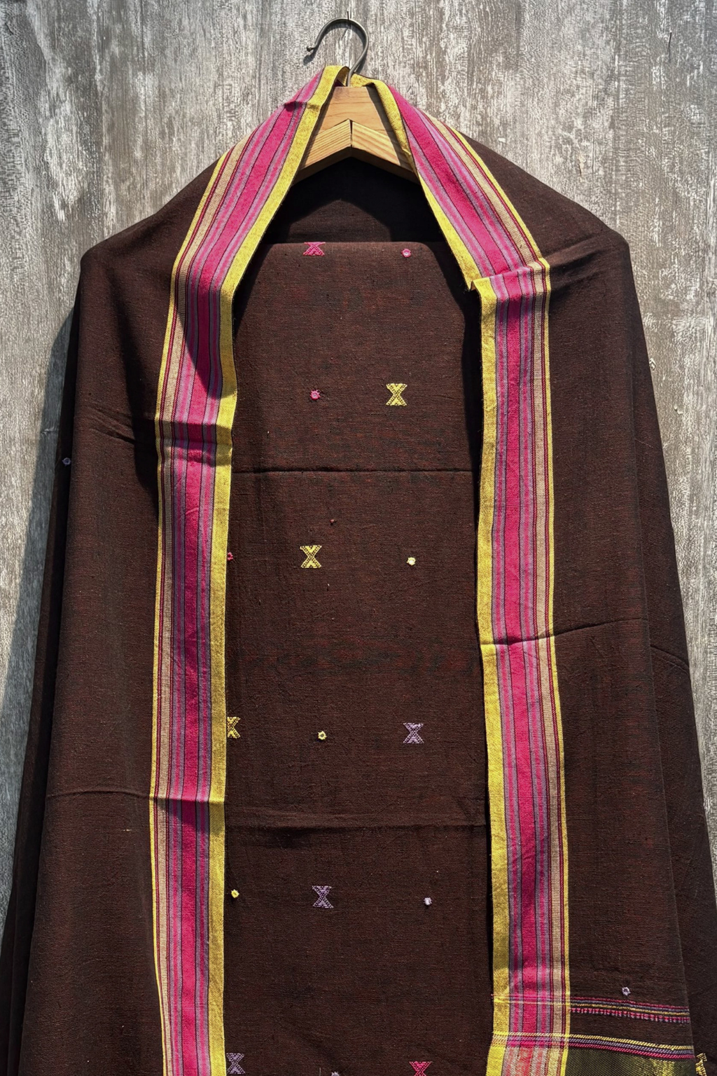 Bhujodi(Kala Cotton)3 piece suit set - Coffee Brown
