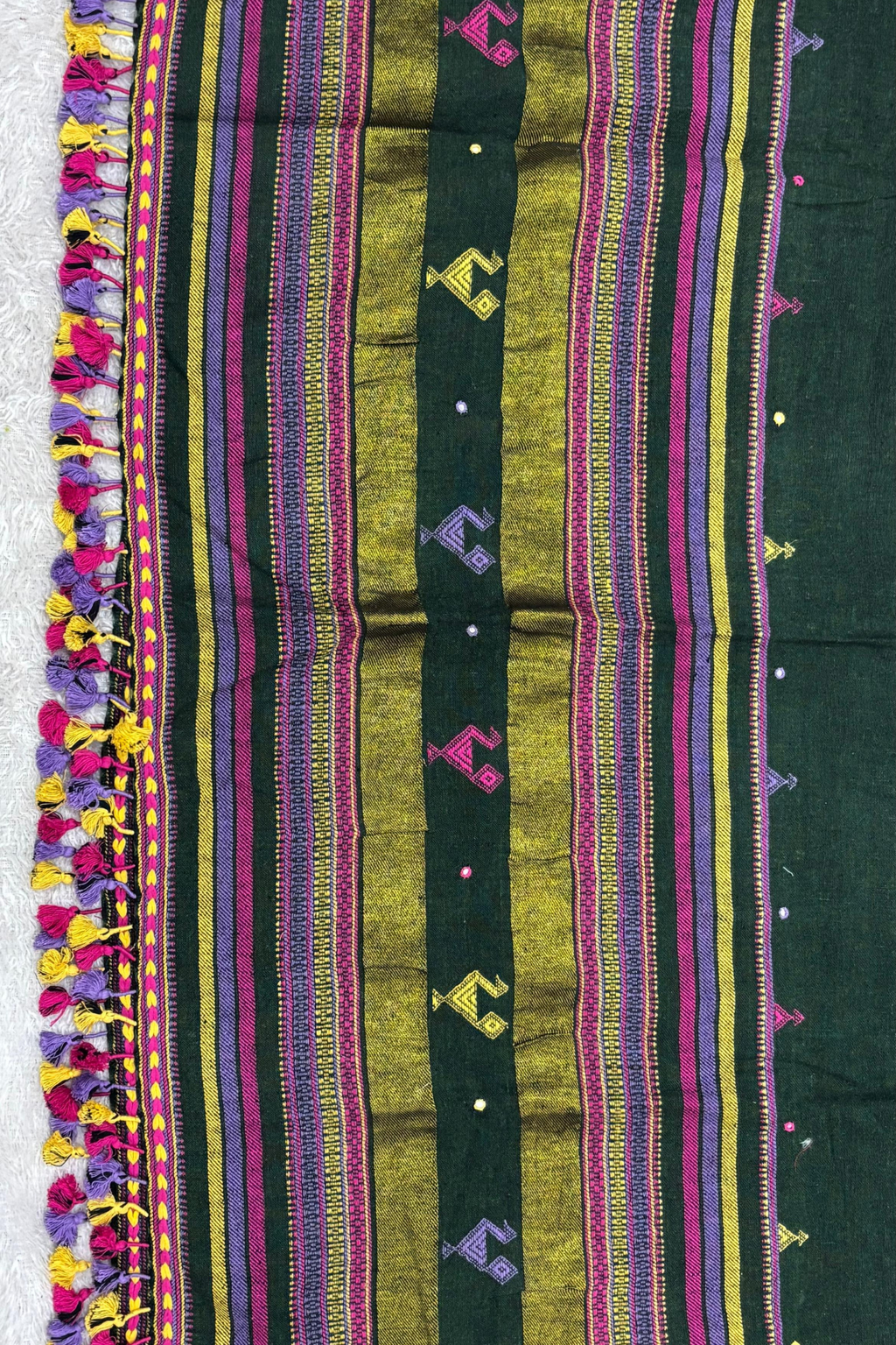 Bhujodi(Kala Cotton)3 piece suit set - Forest Green