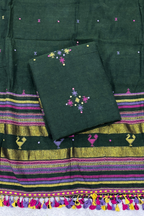 Bhujodi(Kala Cotton)3 piece suit set - Forest Green