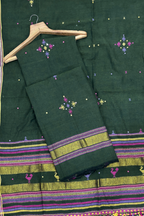 Bhujodi(Kala Cotton)3 piece suit set - Forest Green