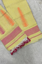 Jayshree Linen Jamdani 2 Pc Set – Light Lemon Yellow