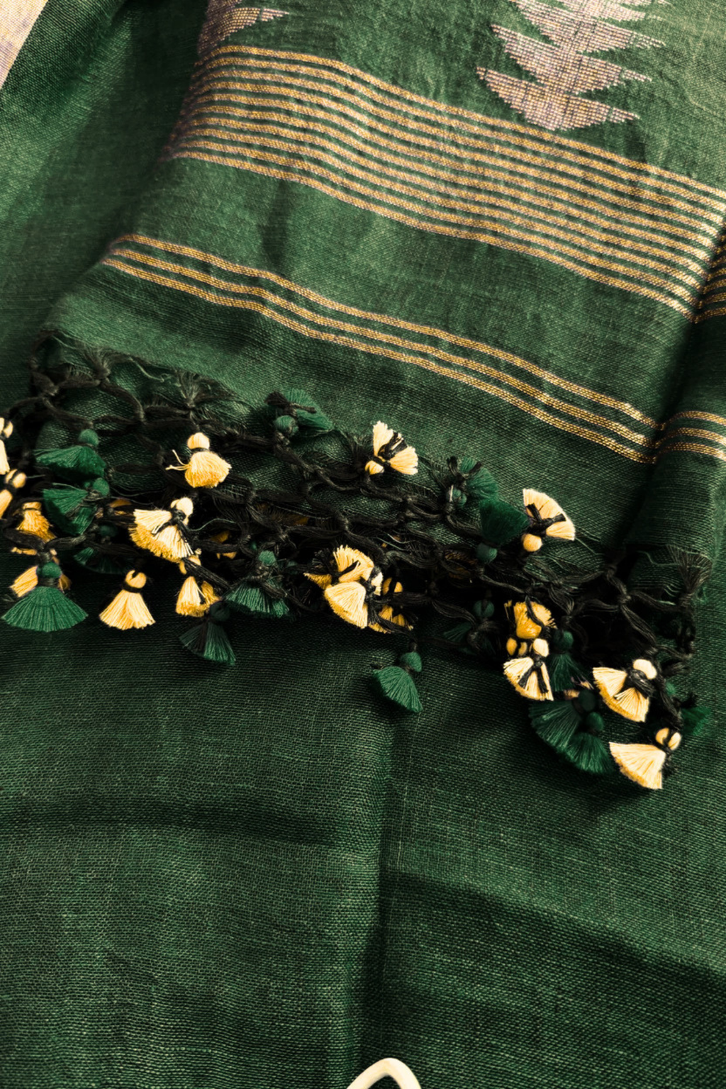 Jayshree Linen Jamdani 2 Pc Set –  Dark Green
