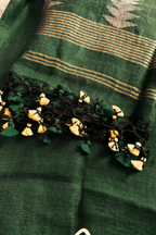 Jayshree Linen Jamdani 2 Pc Set –  Dark Green