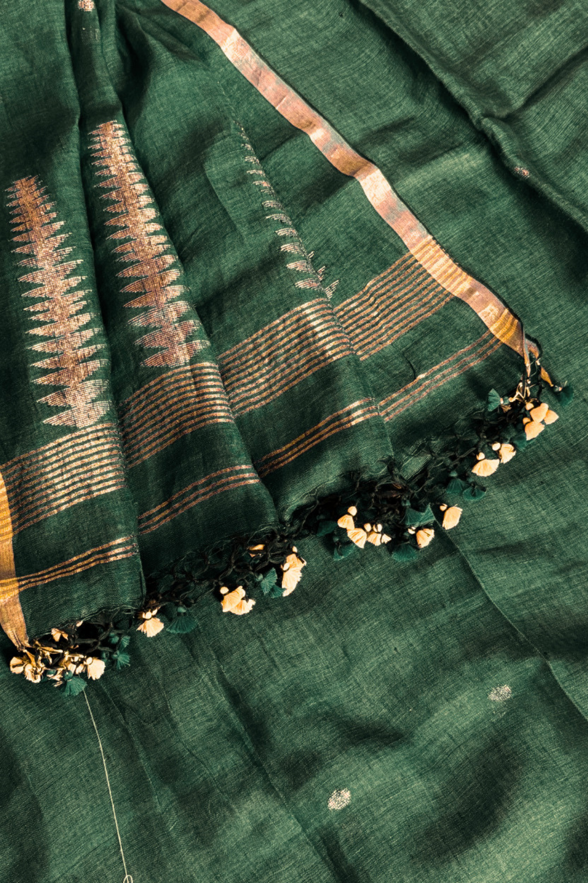 Jayshree Linen Jamdani 2 Pc Set –  Dark Green