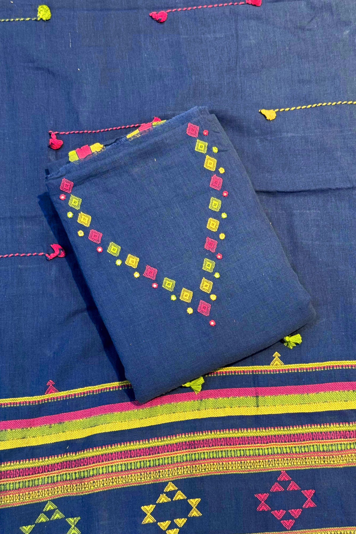 Bhujodi(Kala Cotton)3 piece suit set - Blue