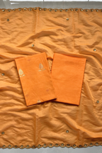 Pure Mul Chanderi Kadwa Weaving With Handwork  - Light Orange