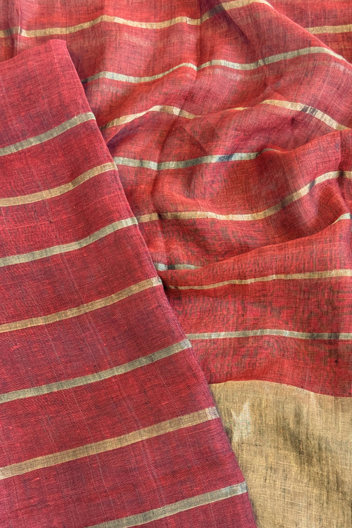 Jayshree Linen Jamdani 2 Pc Set – Red