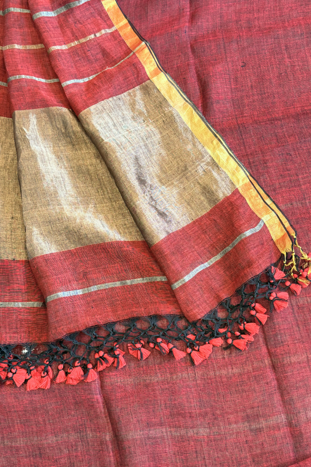 Jayshree Linen Jamdani 2 Pc Set – Red