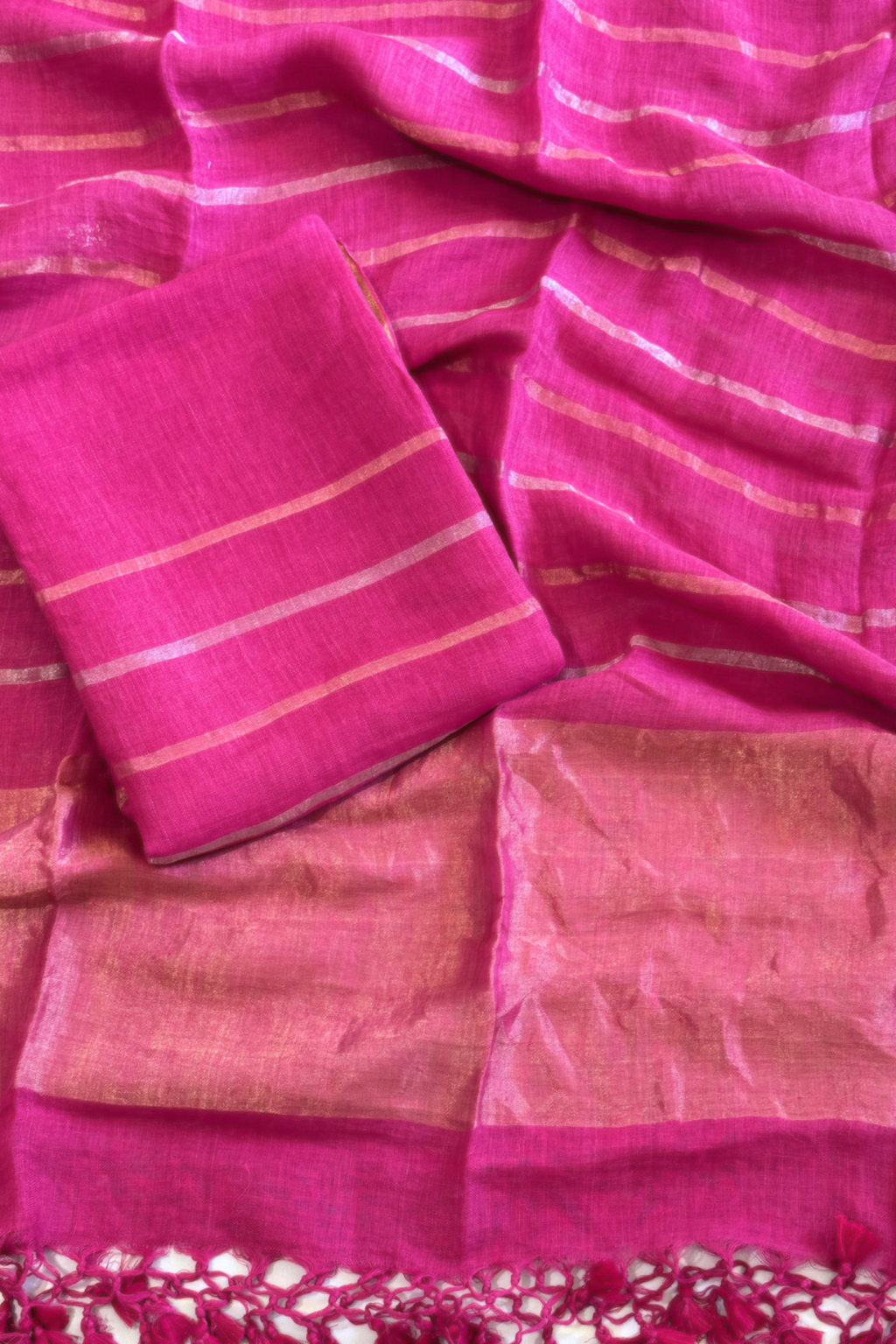 Jayshree Linen Jamdani 2 Pc Set – Pink