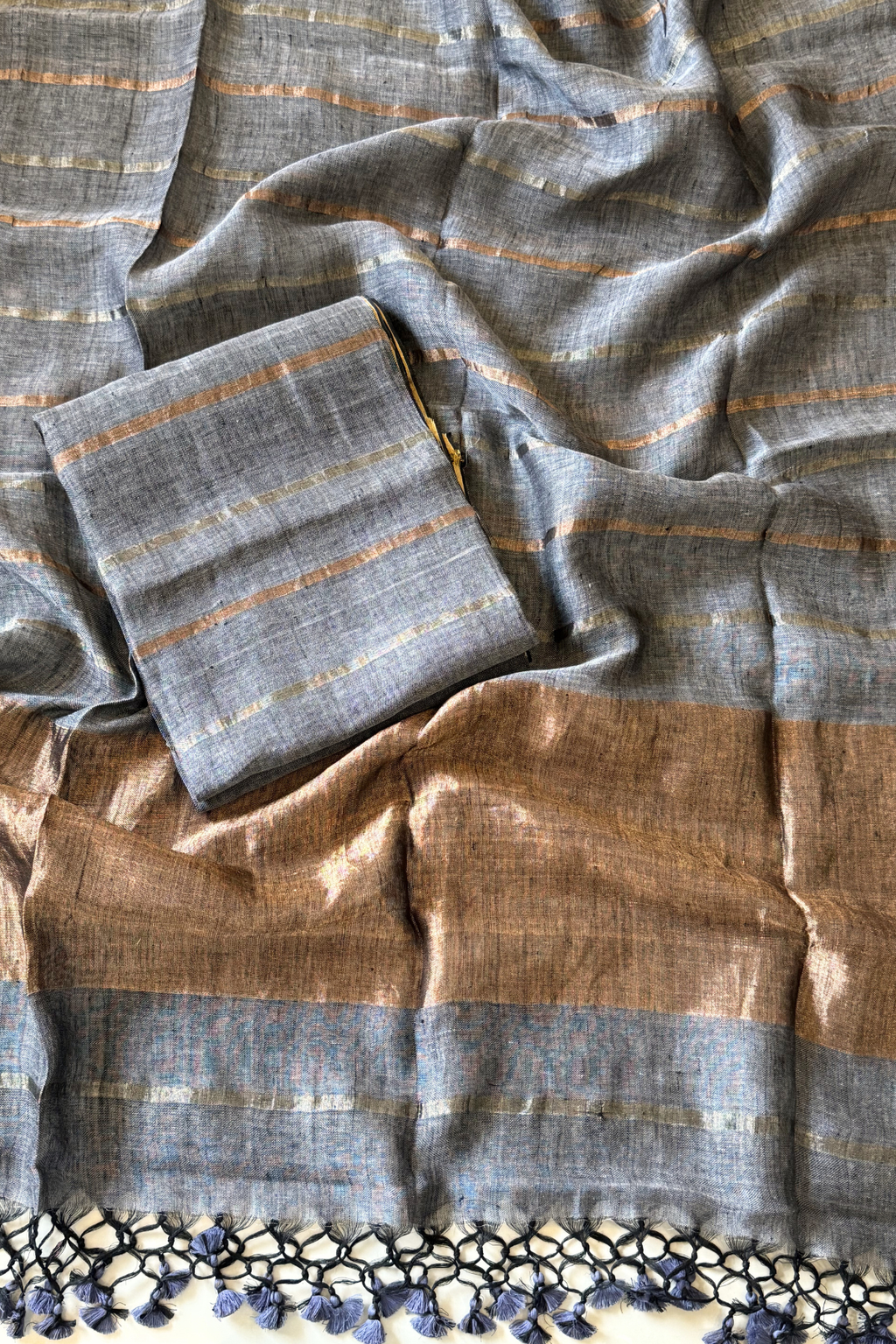 Jayshree Linen Jamdani 2 Pc Set – Grey