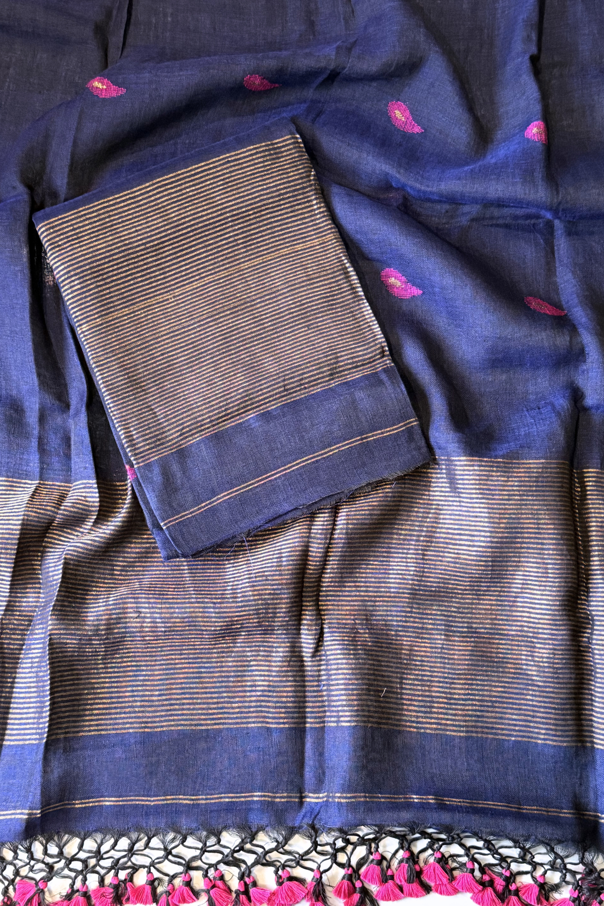 Jayshree Linen Jamdani 2 Pc Set – Blue