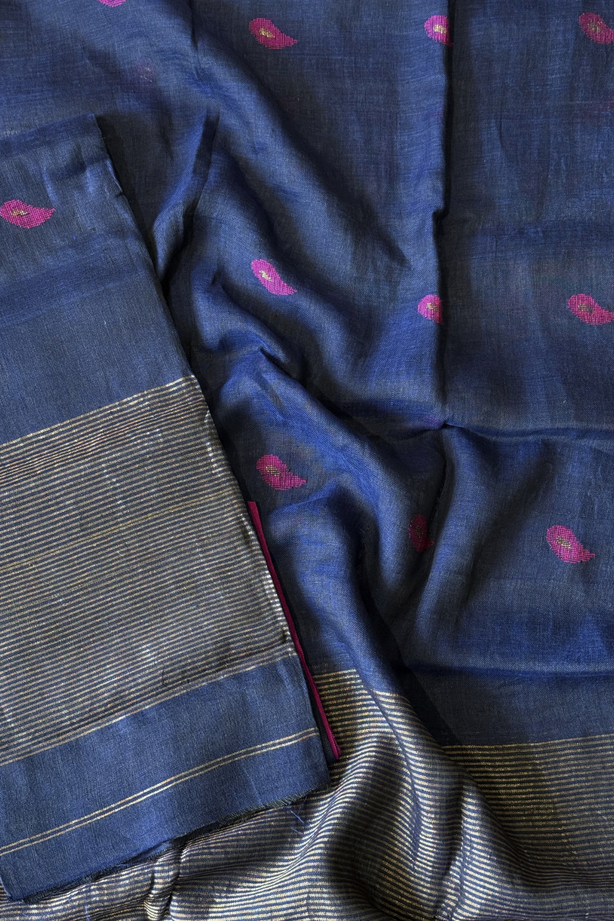 Jayshree Linen Jamdani 2 Pc Set – Blue
