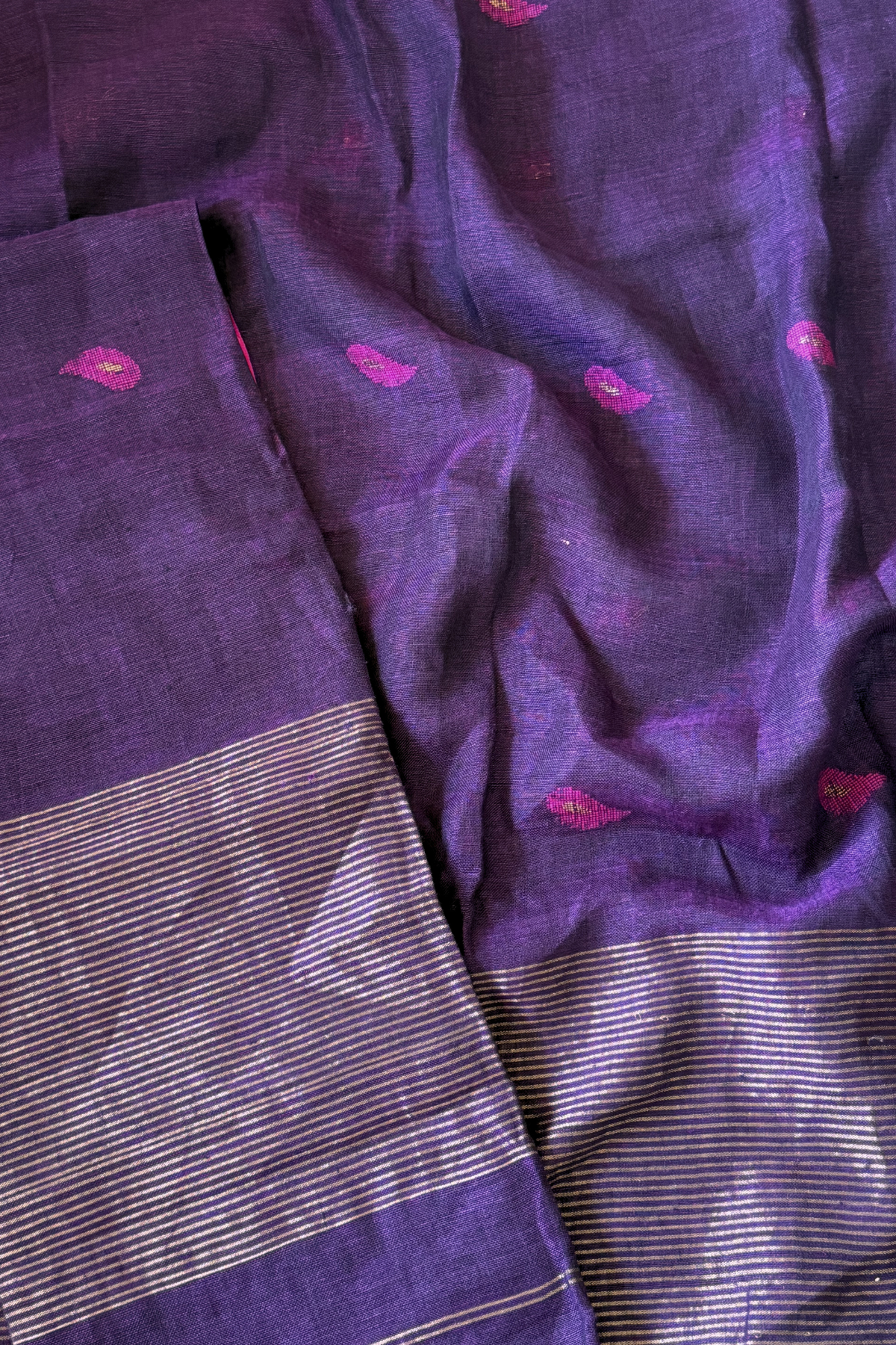 Jayshree Linen Jamdani 2 Pc Set – Purple