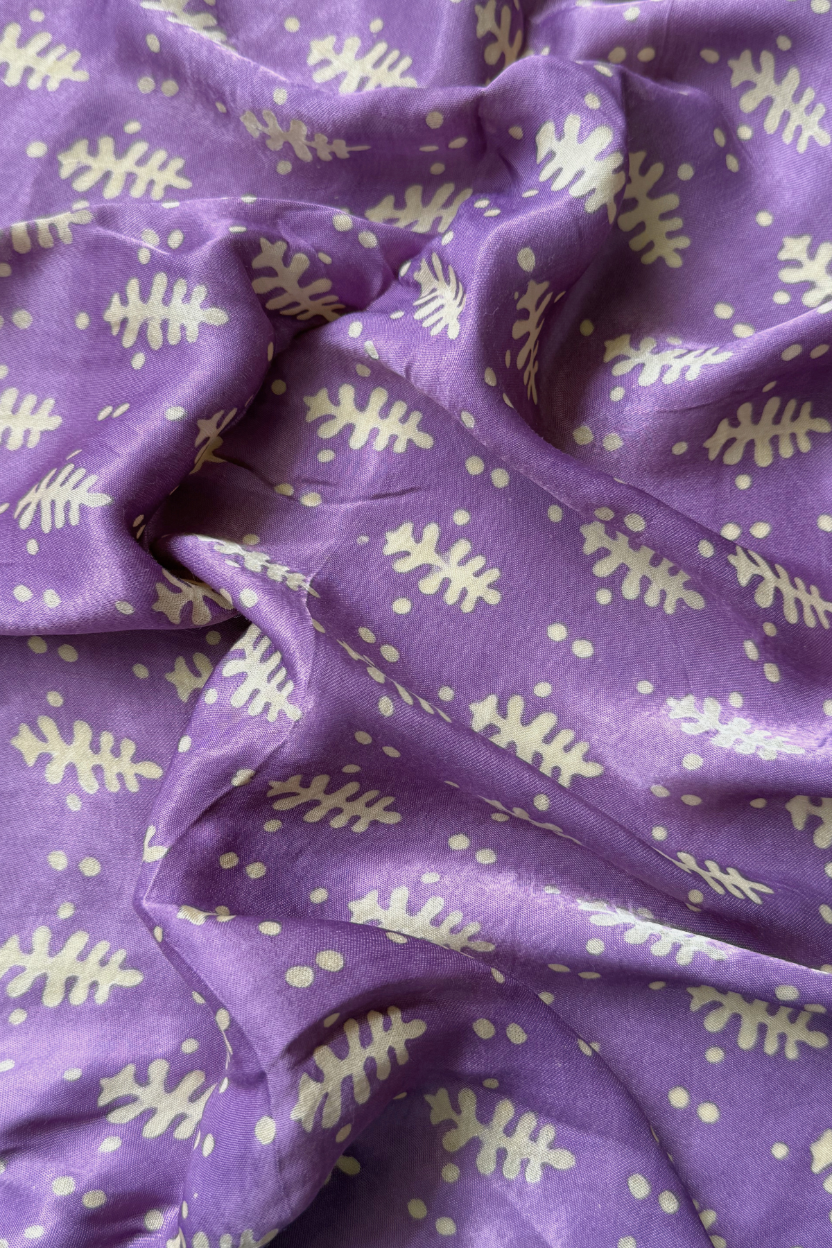 Pure Modal Satin 3-Piece Suit Set in Natural Ajrak Dye - Light Purple