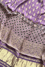 Pure Modal Satin 3-Piece Suit Set in Natural Ajrak Dye - Light Purple