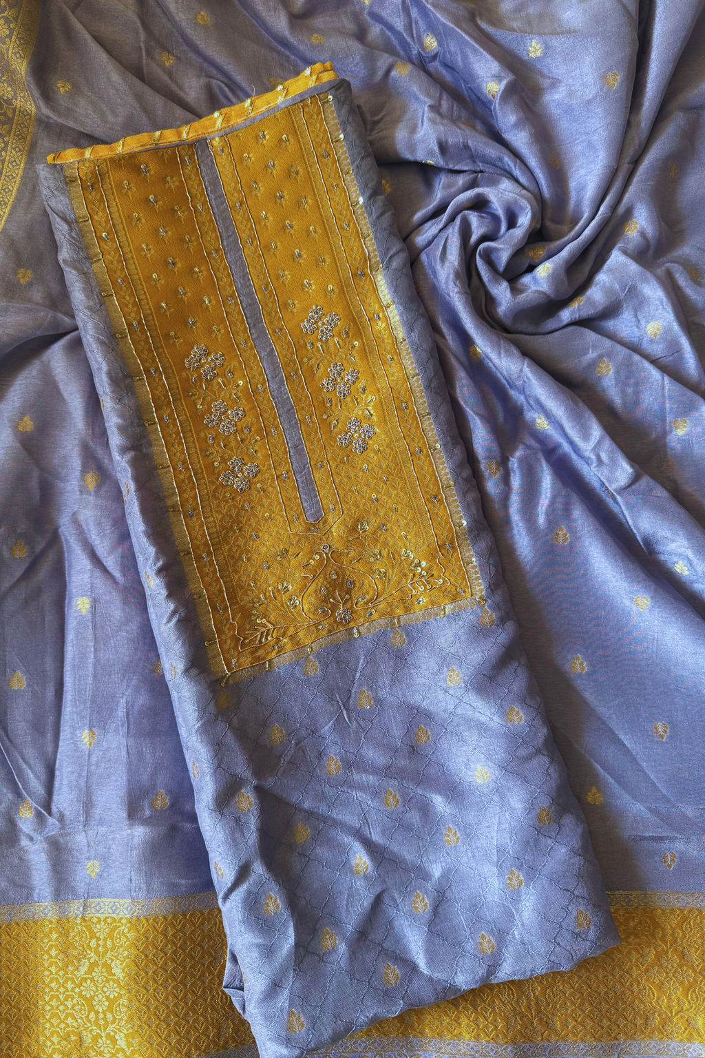 Upada Silk Fabric with banarasi weaving-Pestal Blue
