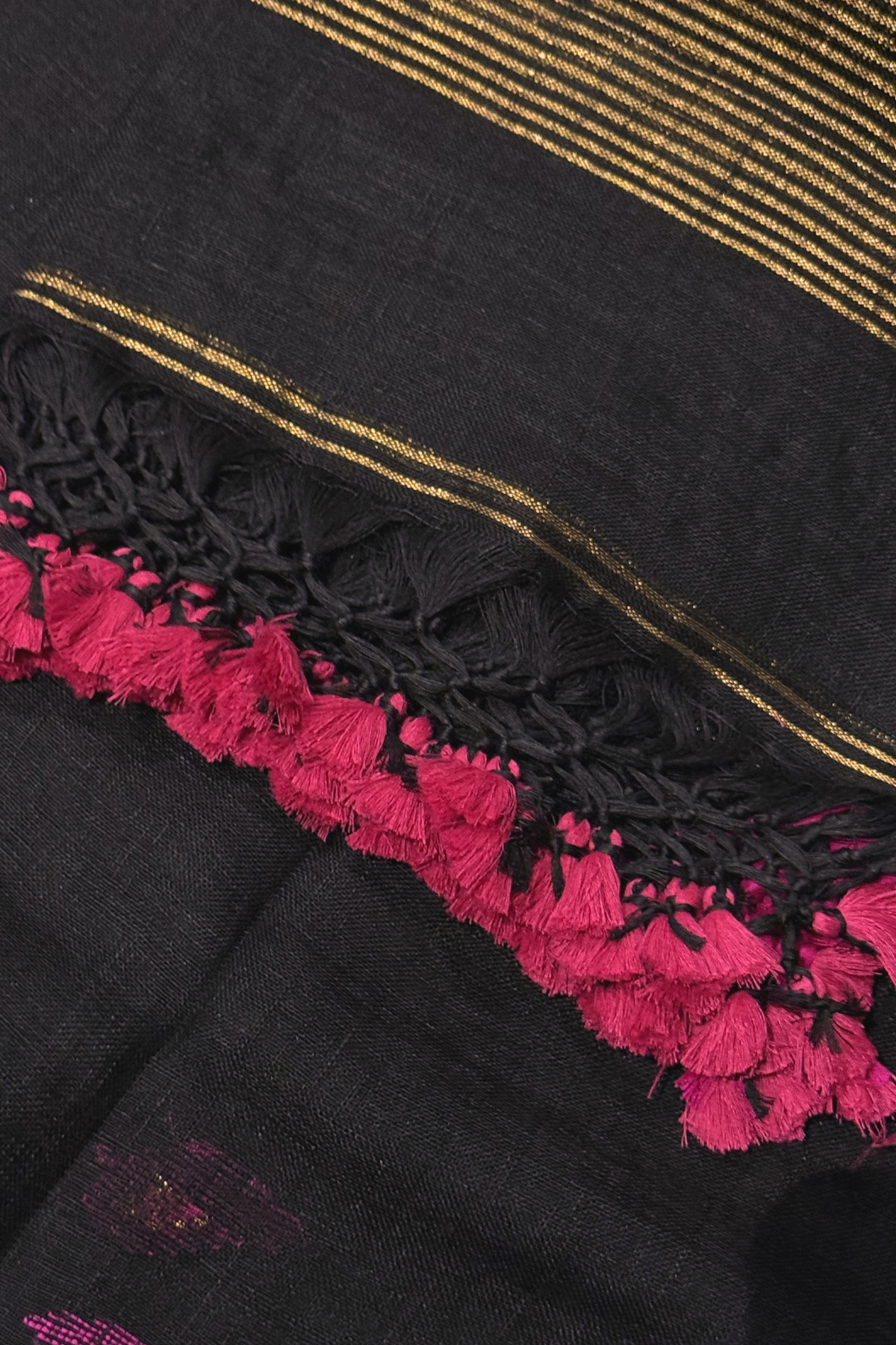 Jayshree Linen Jamdani 2 Pc Set – Black