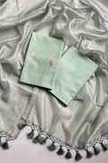 Pure Mul Chanderi With Kadwa Weaving - Light pista green