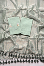 Pure Mul Chanderi With Kadwa Weaving - Light pista green