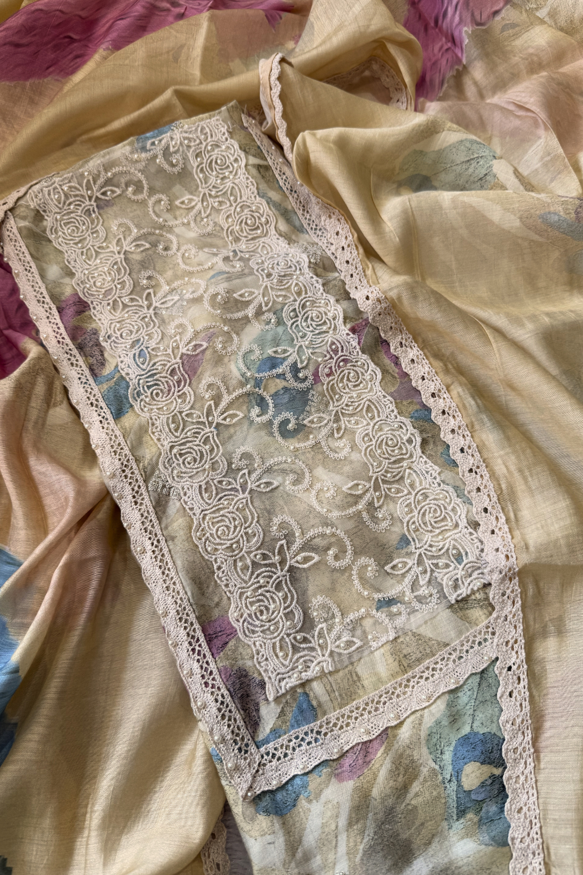 Digital Printed Kurta Set-Light Yellow