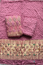 banarasi weaving With bandhej elegence - onion color