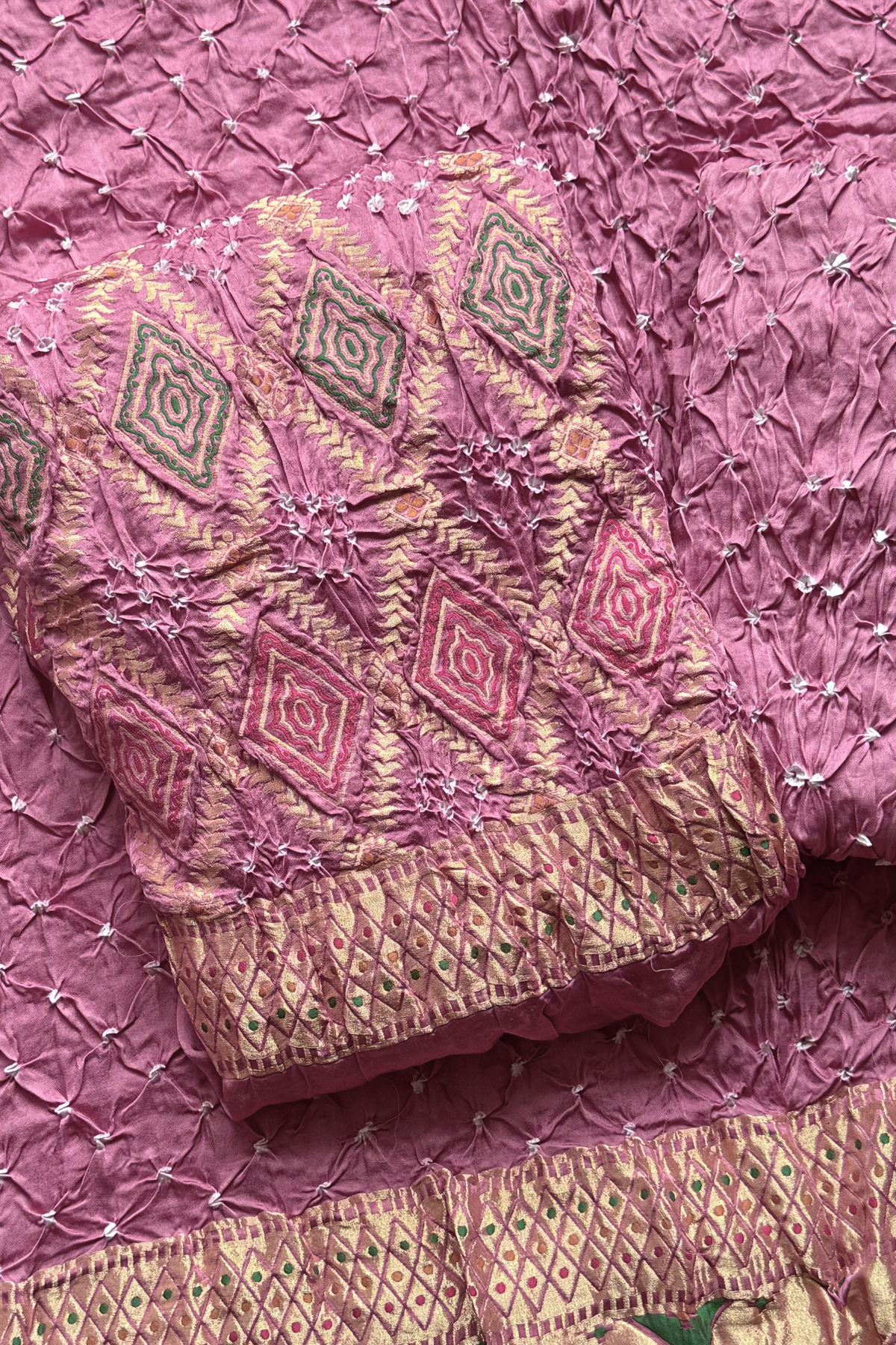 banarasi weaving With bandhej elegence - onion color