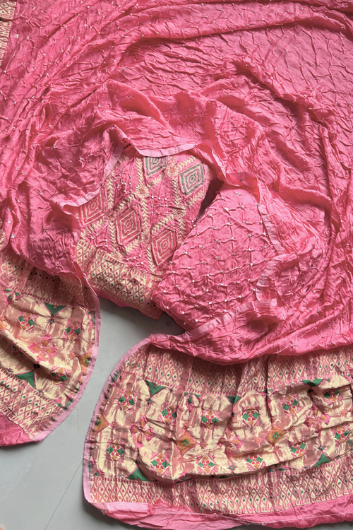 banarasi weaving With bandhej elegence - Light Pink