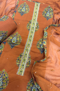 Cotton Fabric suit set With Handwork -Rust Color