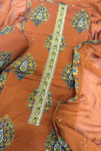 Cotton Fabric suit set With Handwork -Rust Color
