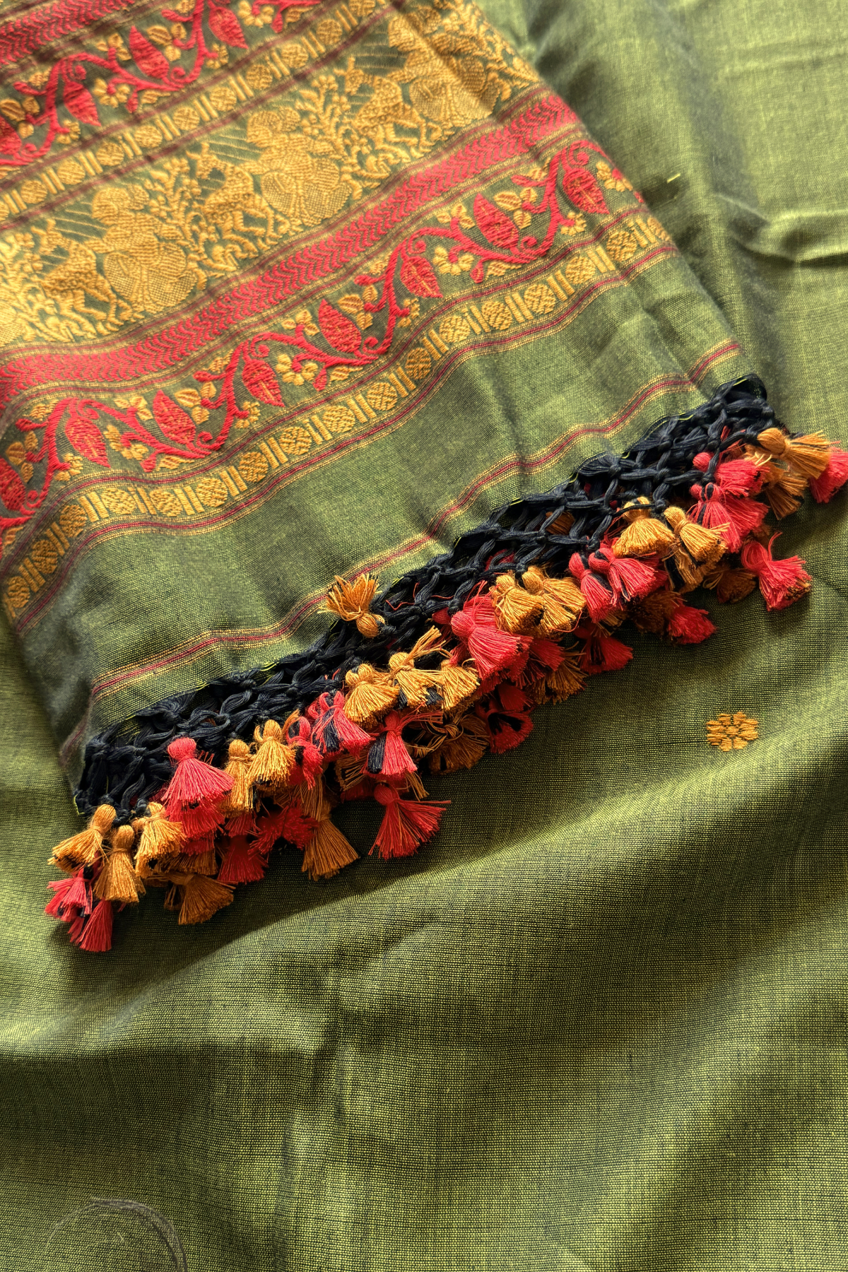Cotton Jamdani 2 Pc Set – Olive Green