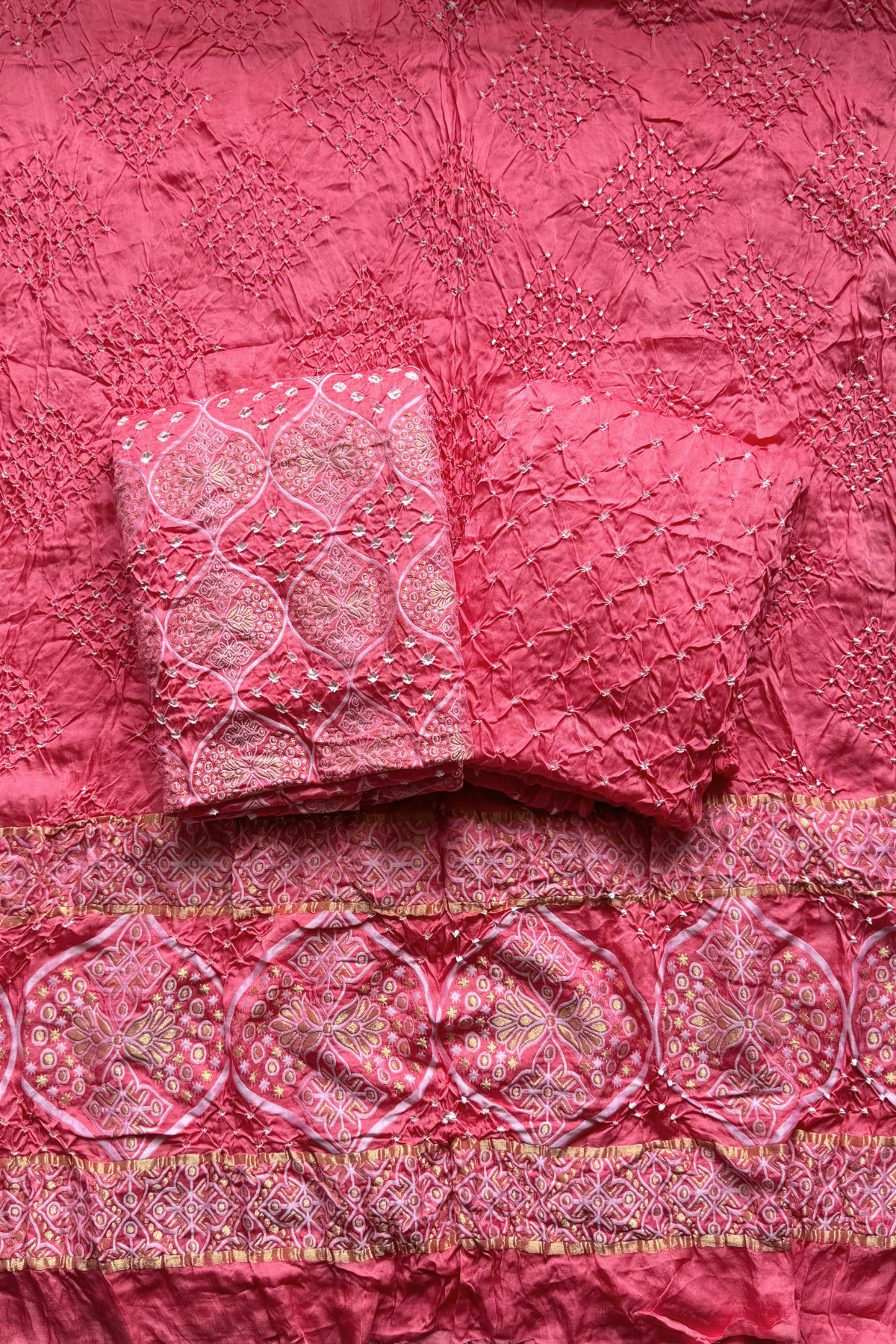 banarasi Upada weaving With bandhej - Peach Pink