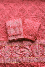 banarasi Upada weaving With bandhej - Peach Color